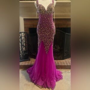 Glamorous Fuchsia Sequin Prom Dress